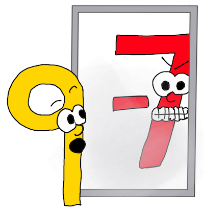 9 qui voit -7 dans le miroir.